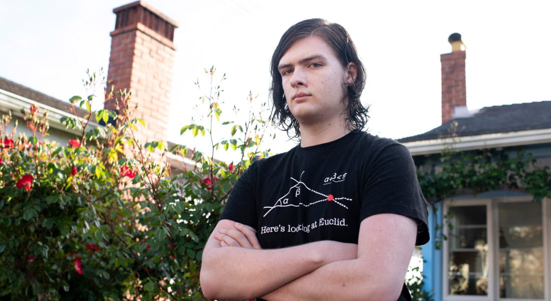 Jack Schutte, a first-year student at UC Santa Cruz, said he felt forced to give up his privacy while studying remotely at his home in El Cerrito, Calif. He said a virtual proctor asked for a 360 view of his room multiple times to ensure Schutte wasn’t cheating during his exam. (Photo: Marlena Sloss/YR Media)